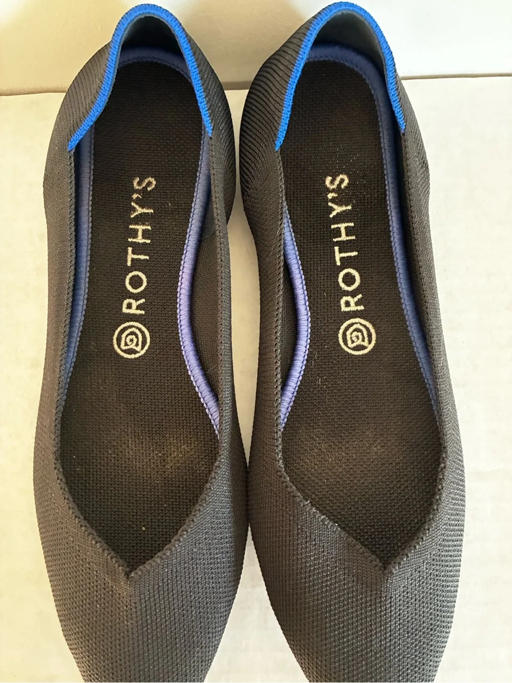 Rothy's The Point Ballet Flats Pointed Toe Black Washable Womens Size 10.5W